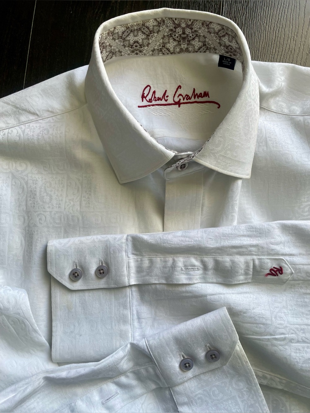 Robert Graham - all cotton white dress shirt Size Large